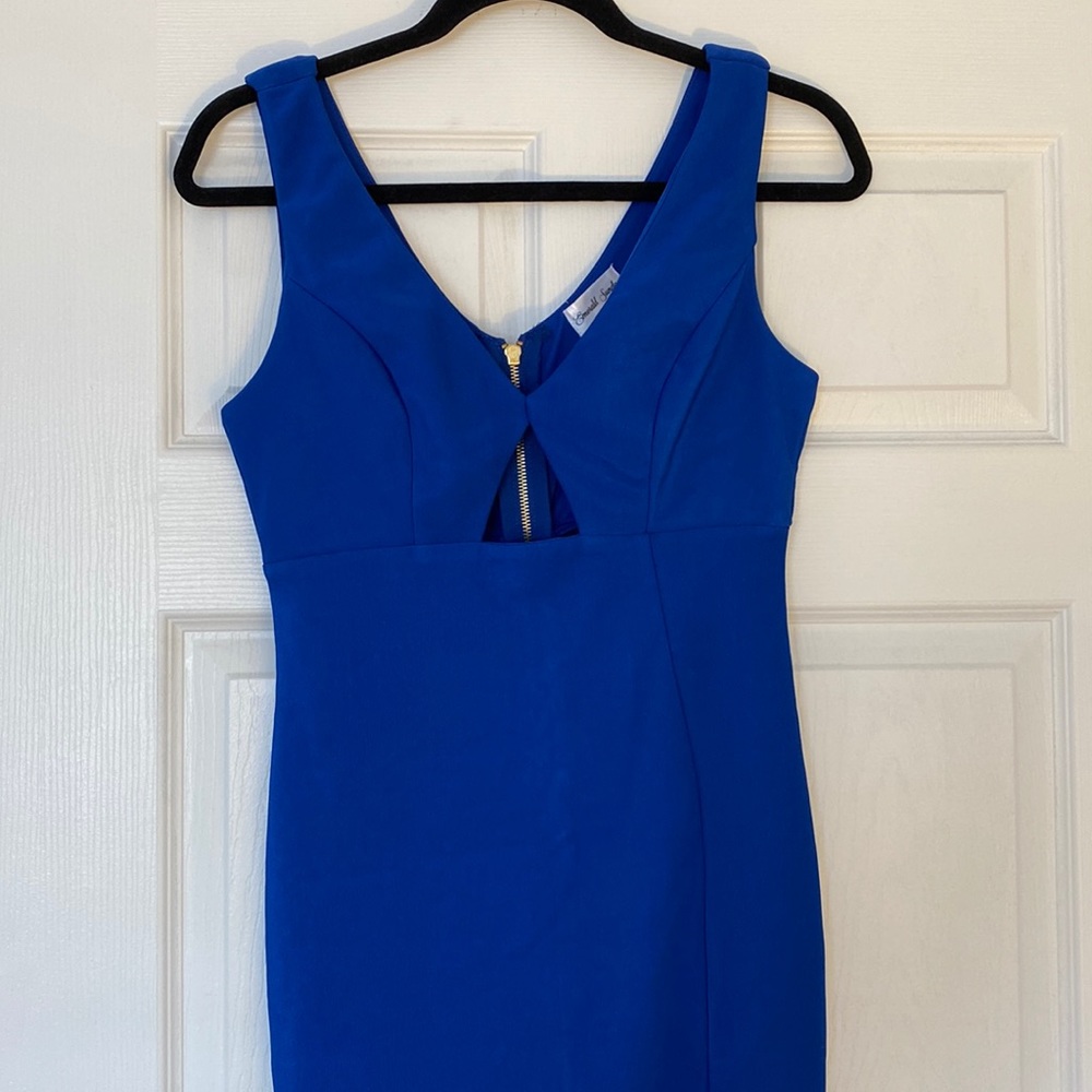 Cobalt blue cut out dress
